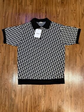 Dior Men’s Black & White Dior Oblique Jacquard Polo EUR 48 XL